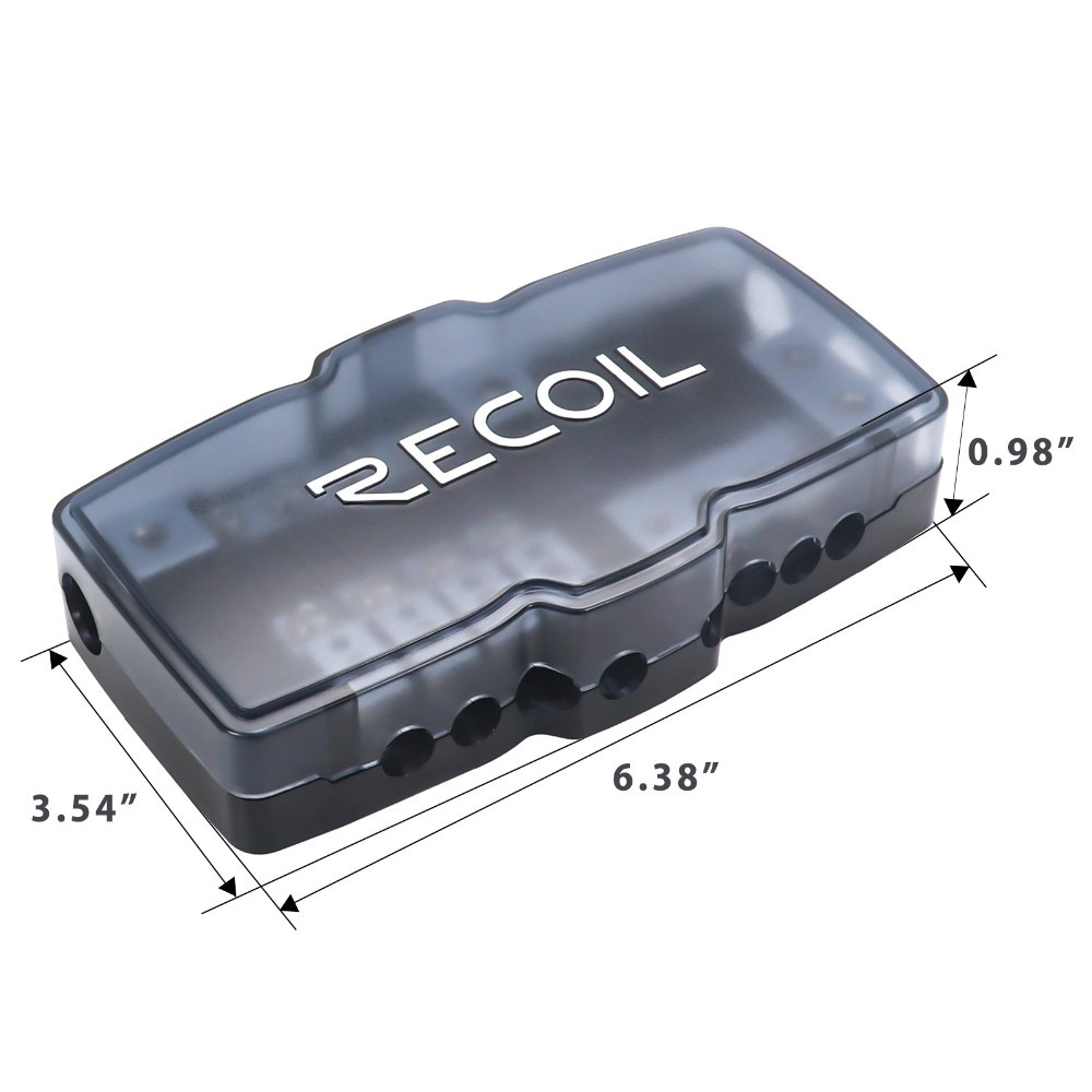 Recoil MPG4 Mini-ANL säkringshållare + jordblock 2x50mm² till 4x20mm²
