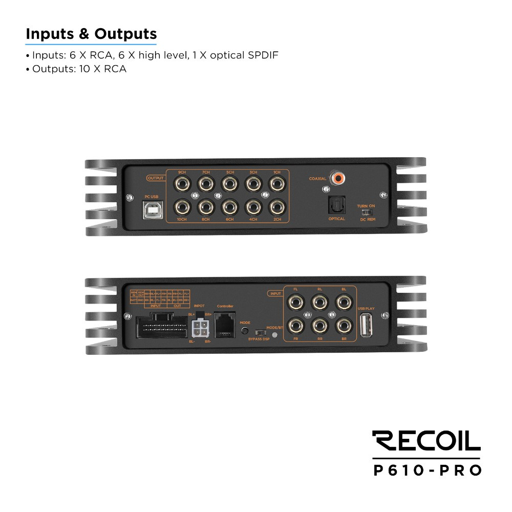 Recoil P610-PRO, DSP-slutsteg med 10 kanaler