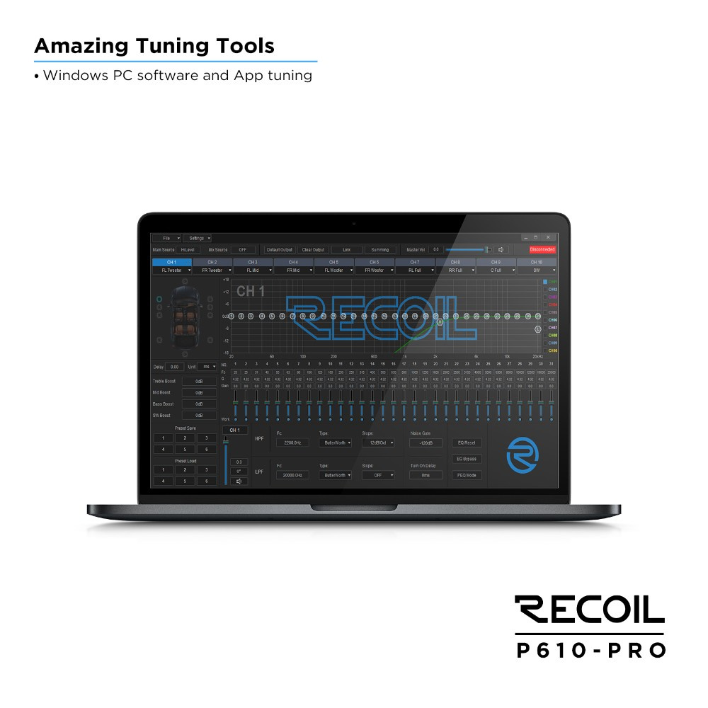 Recoil P610-PRO, DSP-slutsteg med 10 kanaler
