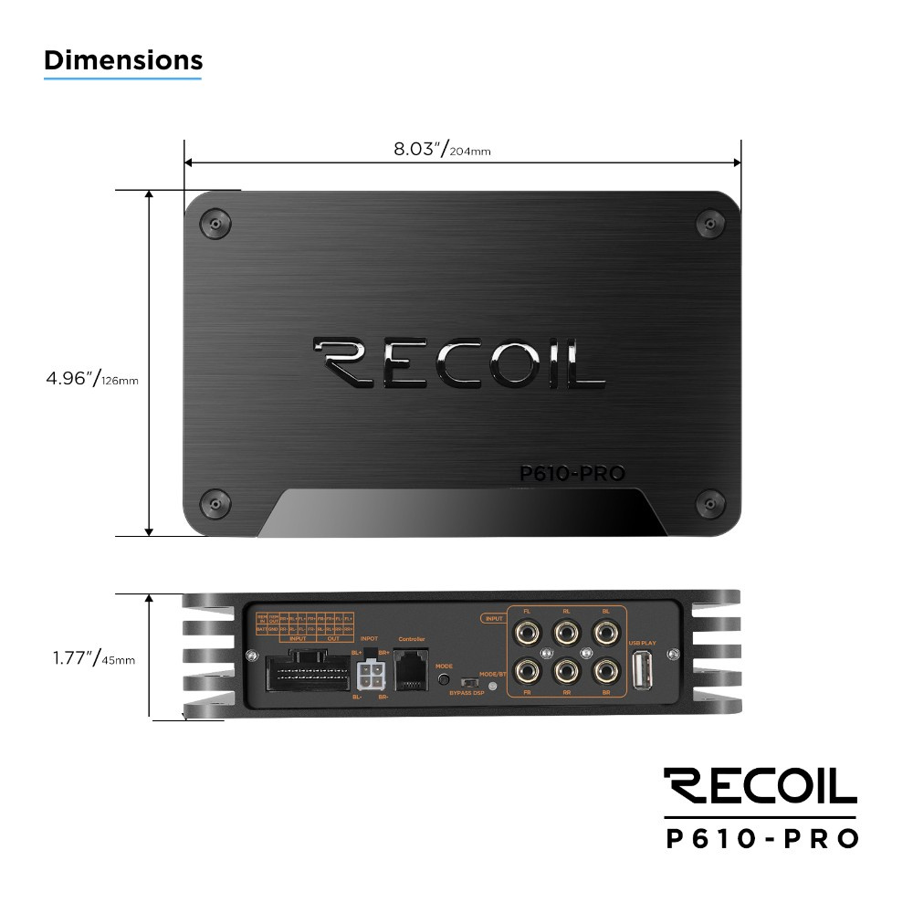 Recoil P610-PRO, DSP-slutsteg med 10 kanaler
