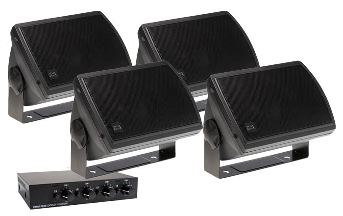 Trådlöstpaket Utomhushögtalare 2par, högtalarväxel & förstärkare