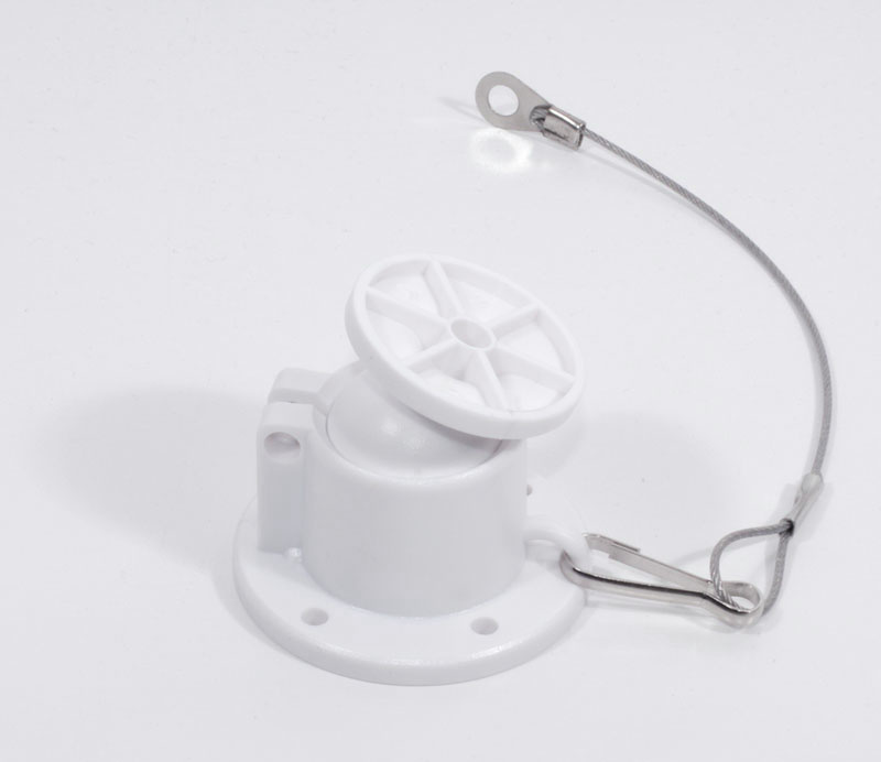 Vitt vridbart väggfäste med en fästkabel.