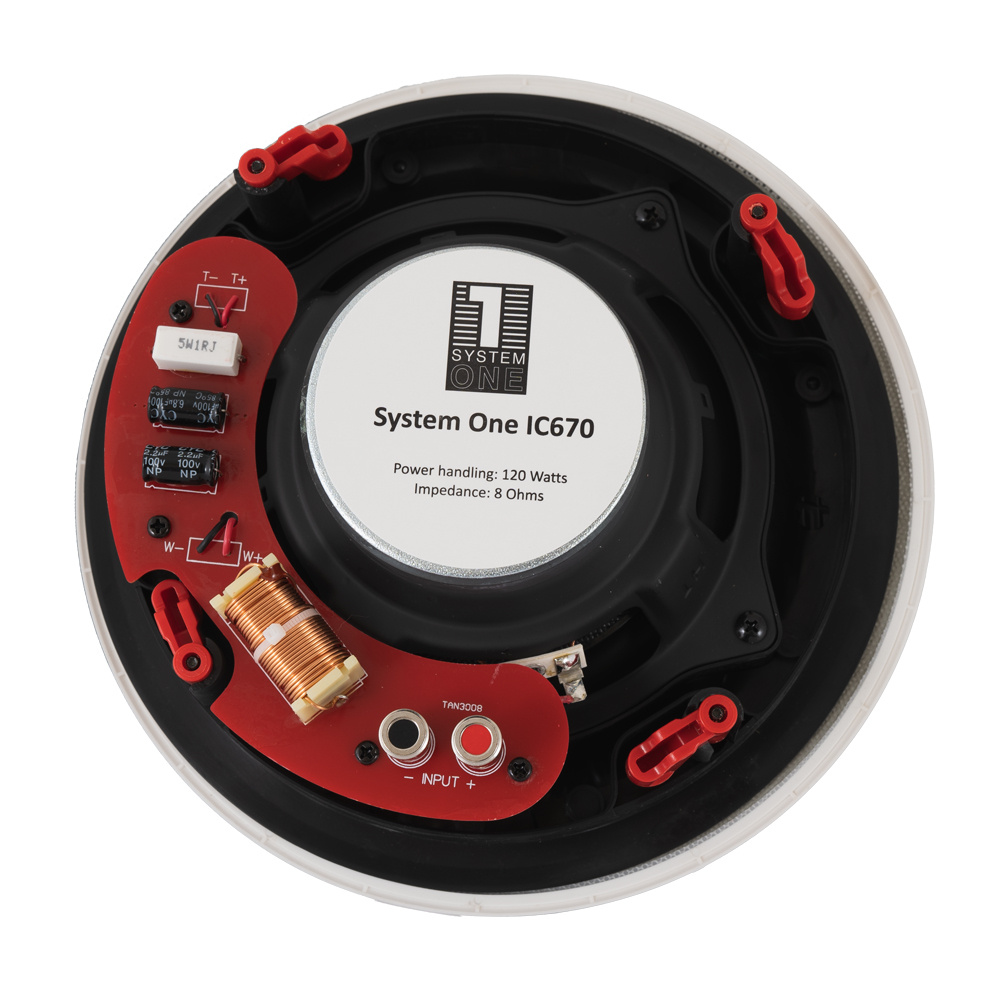 Högtalare med komponenter och specifikationer, System One IC670.