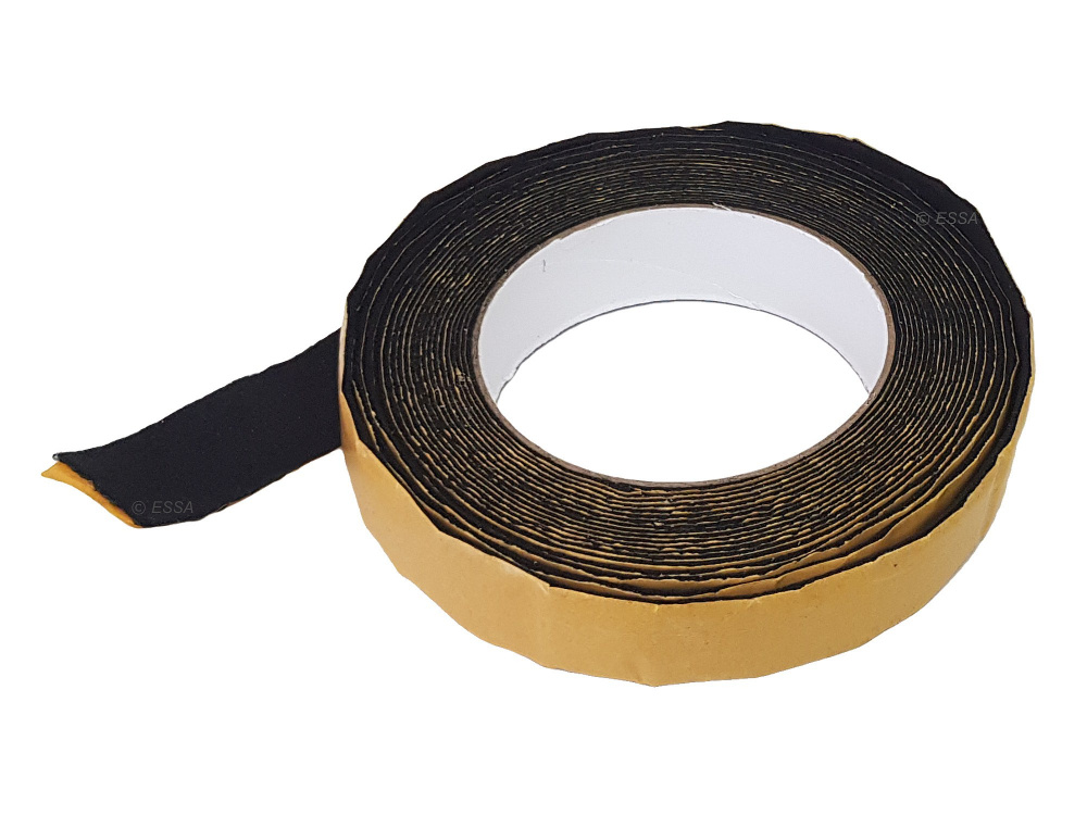 En rulle med ljuddämpande tejp i svart och gult.