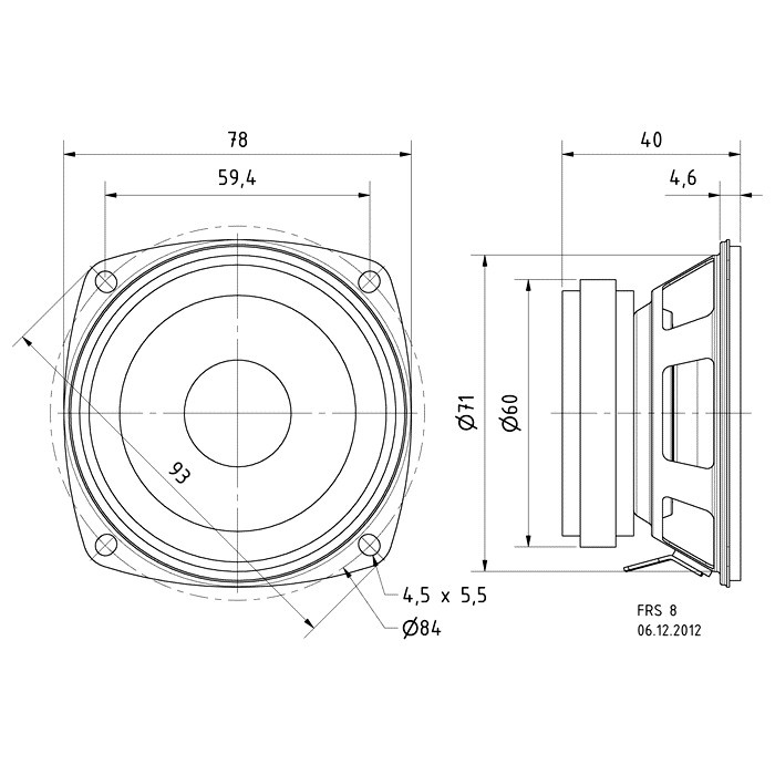 Visaton FRS 8, 3.3 tums högtalarelement, 8 Ohm