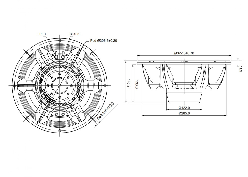 Teknisk ritning av en 12\
