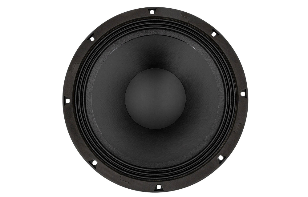 En rund svart högtalarkon med en slät yta och utan synliga detaljer.