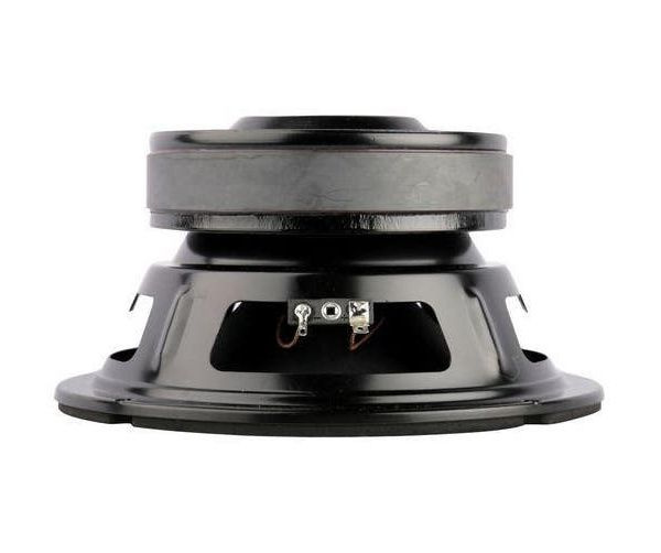 En svart midbas med en rund form och anslutningar på baksidan.