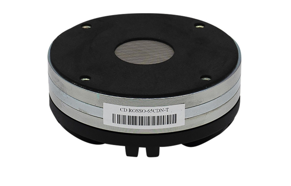 En svart och silverfärgad diskant med en rund form och nätfilt.