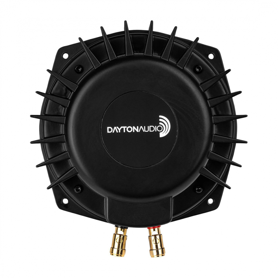 En rund svart basshaker med anslutningar.