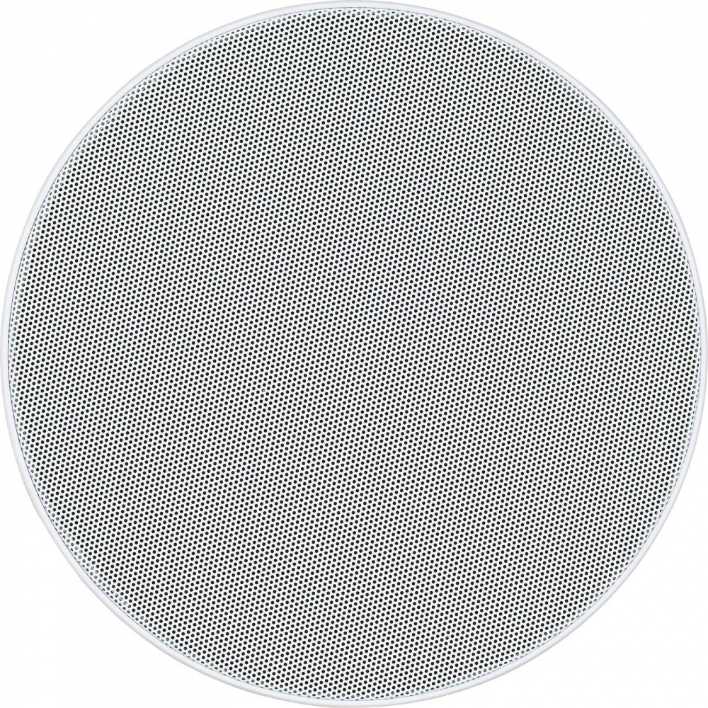 Högtalargrill för infällnadshögtalare, rund och metallisk.