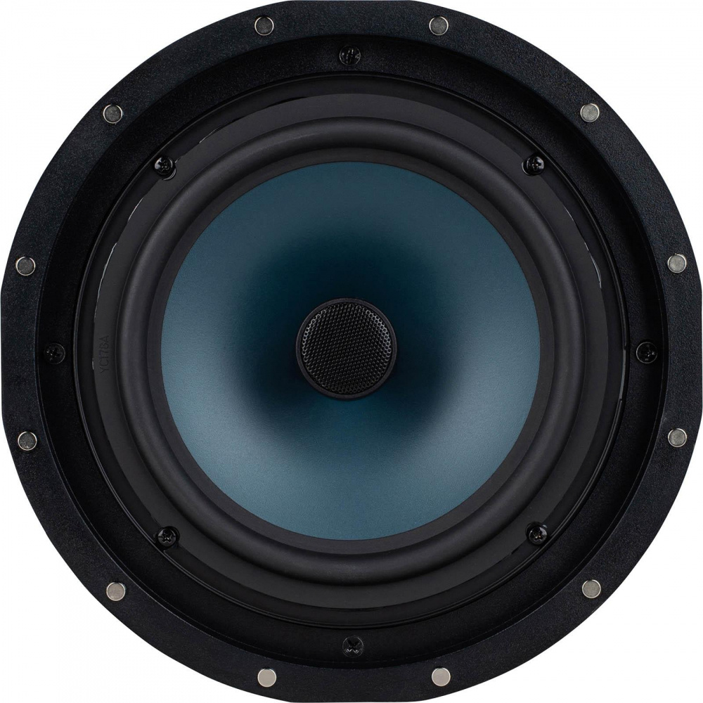 Infällnadshögtalare med 8 tum element och nätverkskonstruktion.