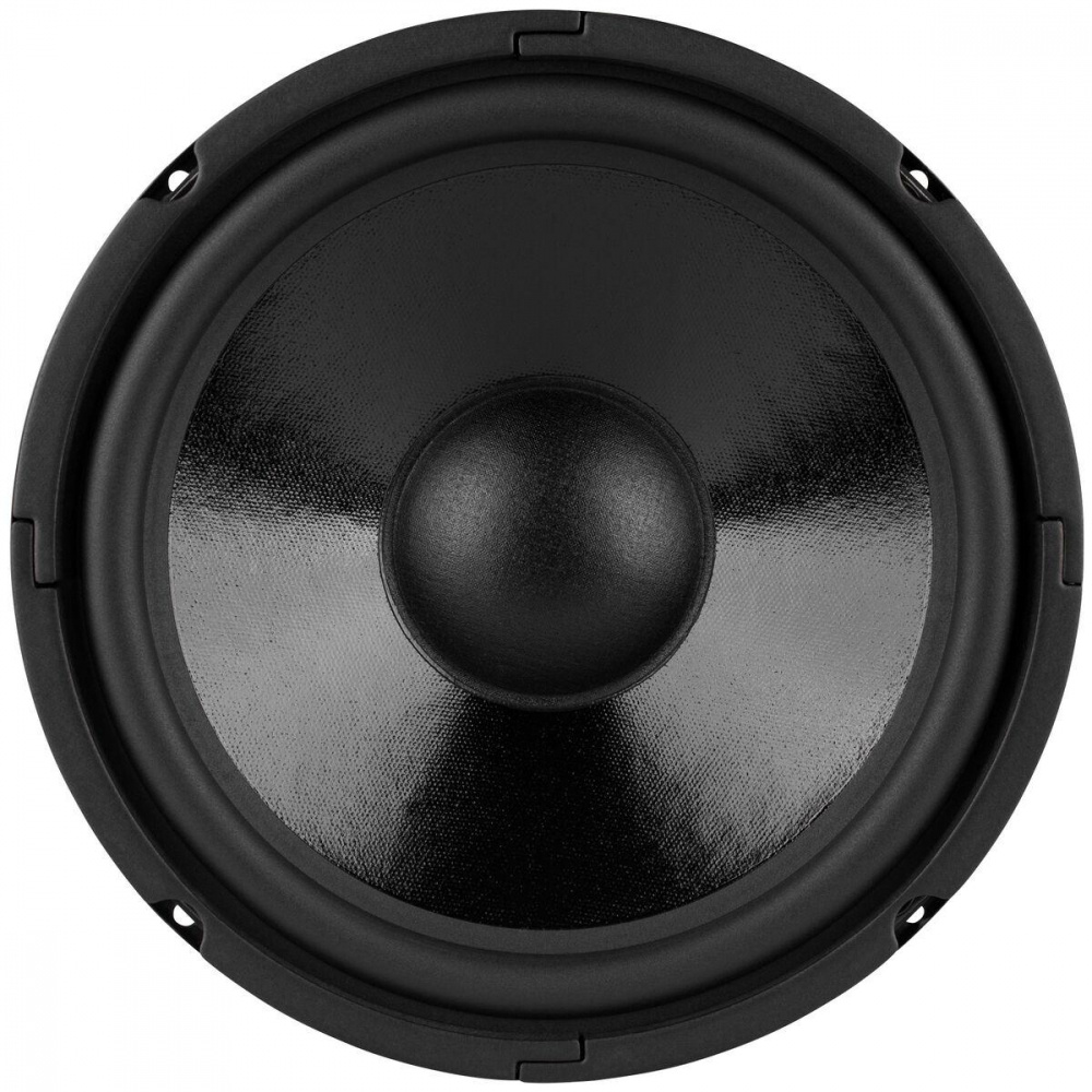 10-tums midbas, svart kon, rund form med solitt hölje.