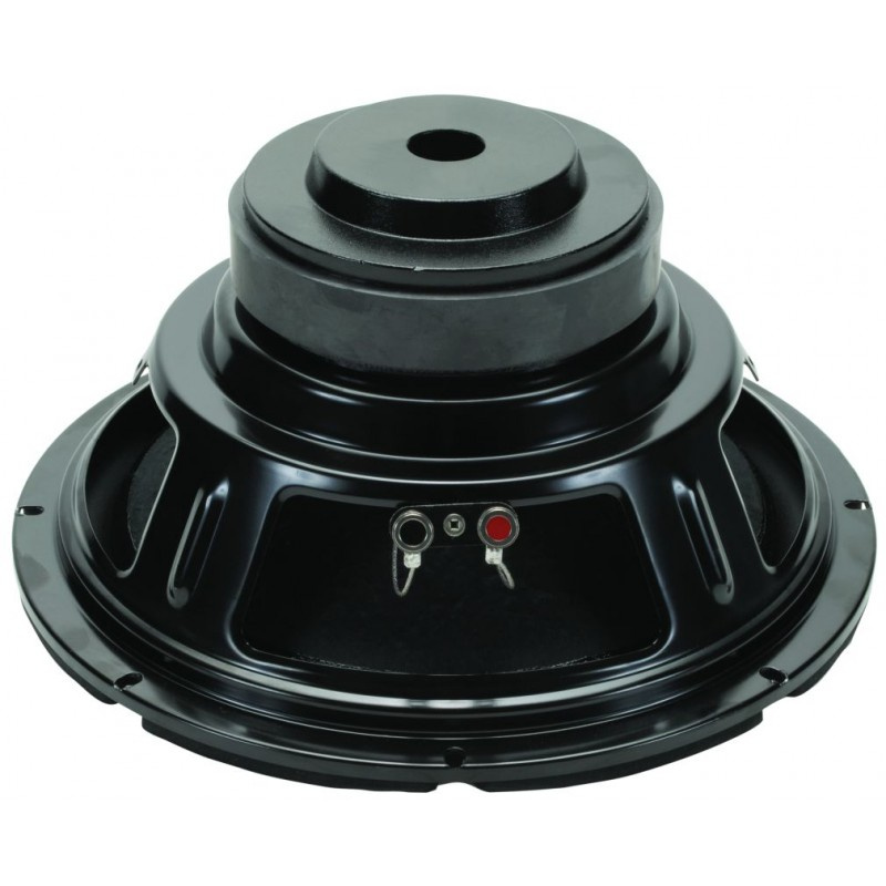 Bashögtalare med svart chassi och terminaler för anslutning.