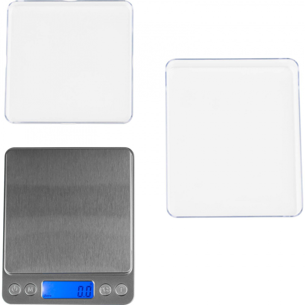 Våg med viktplattor och digital display, perfekt för mätning.