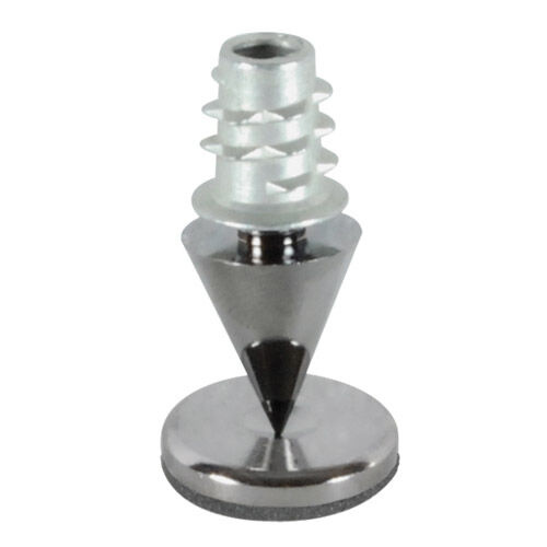 Spik med kromad bas, konisk form för stabilisering av högtalare.