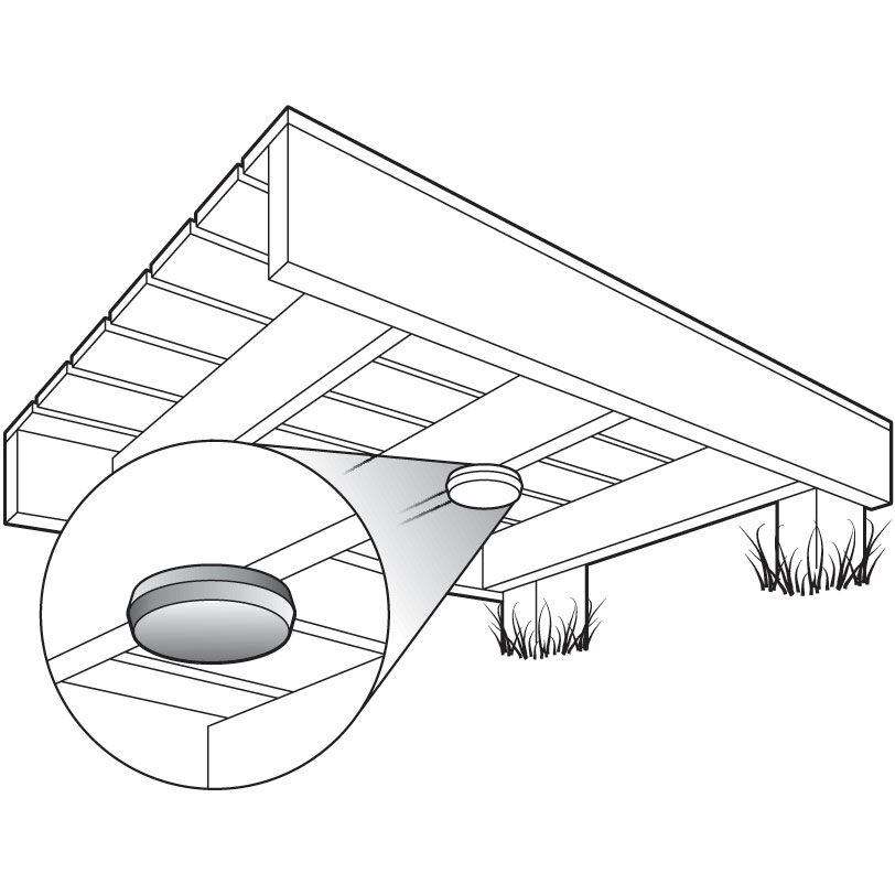 Vattentät exciter monterad under en yta för ljudåtergivning.