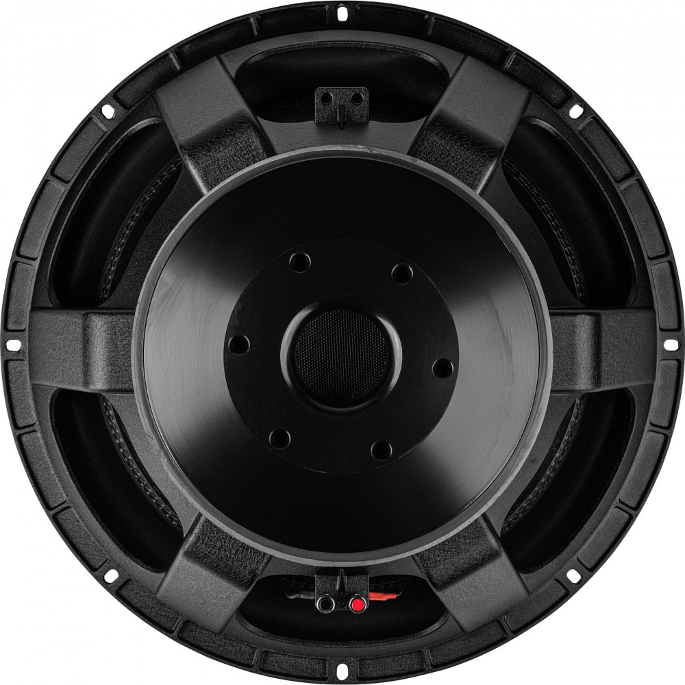 Bashögtalare med stor kon och kraftig ram, designad för djup ljudåtergivning.