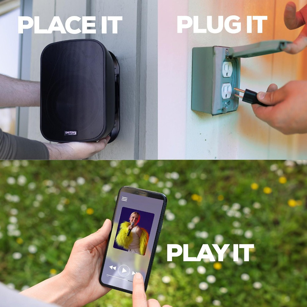 Dayton Audio IO65XP, aktiva 6.5 tums utomhushögtalare, svart par