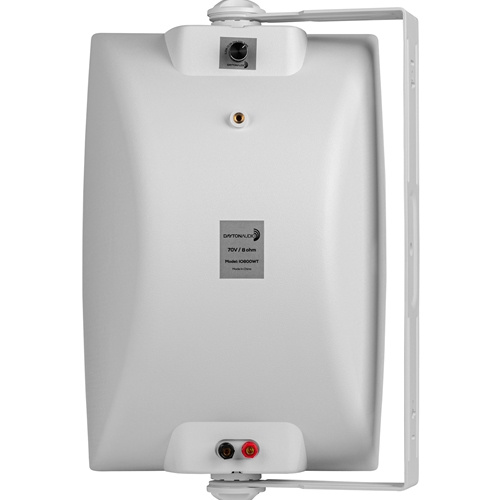 Högtalare i vitt, avsedd för inomhus- och utomhusbruk.