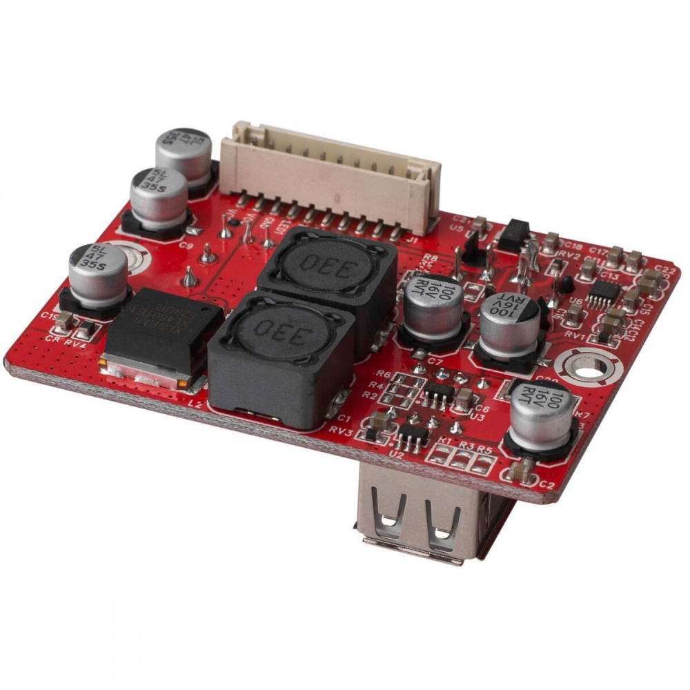 Expansionskort för Dayton Audio KAB-förstärkarkort, röd kretskort med komponenter.