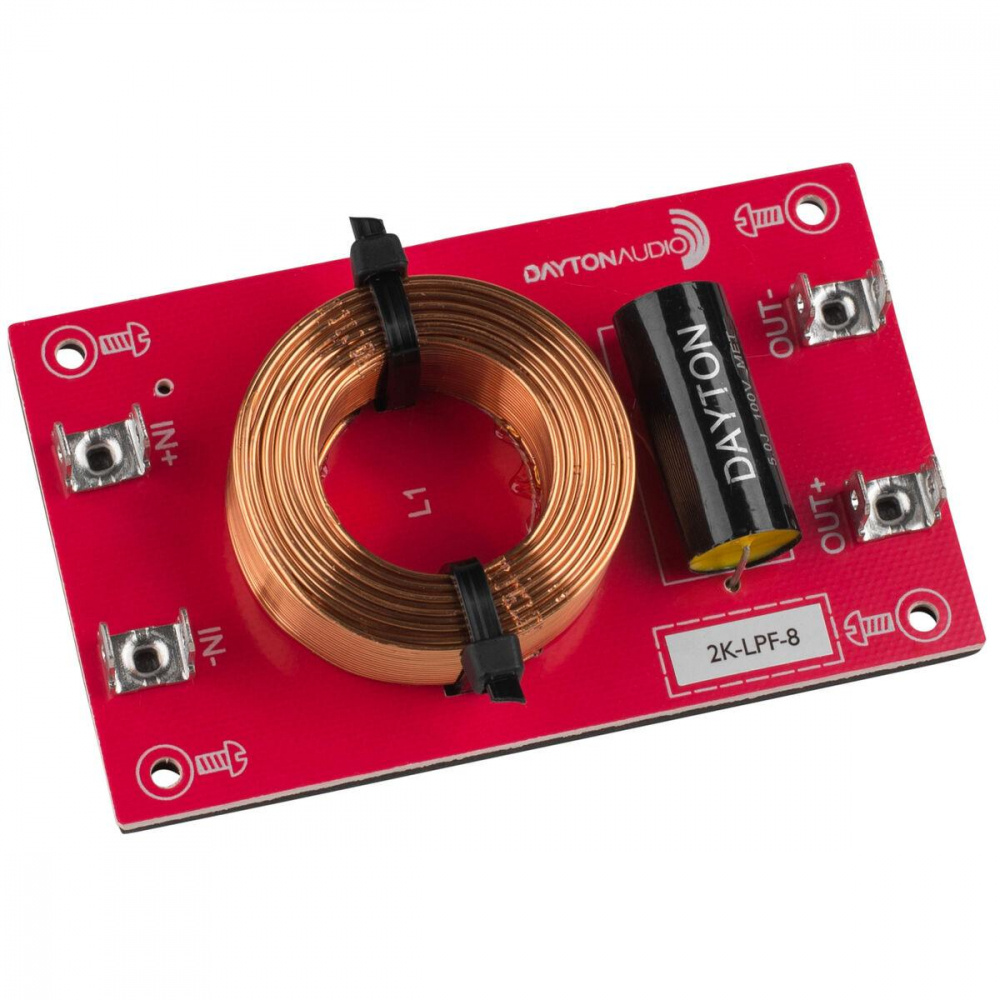 Lågpassfilter med spole och kondensator för ljudsystem.