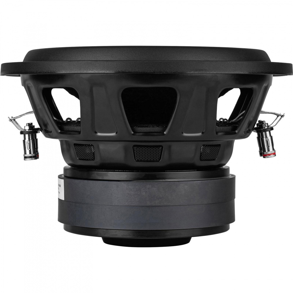 10 tum subwoofer med öppet chassi och dubbla ljudspolar.