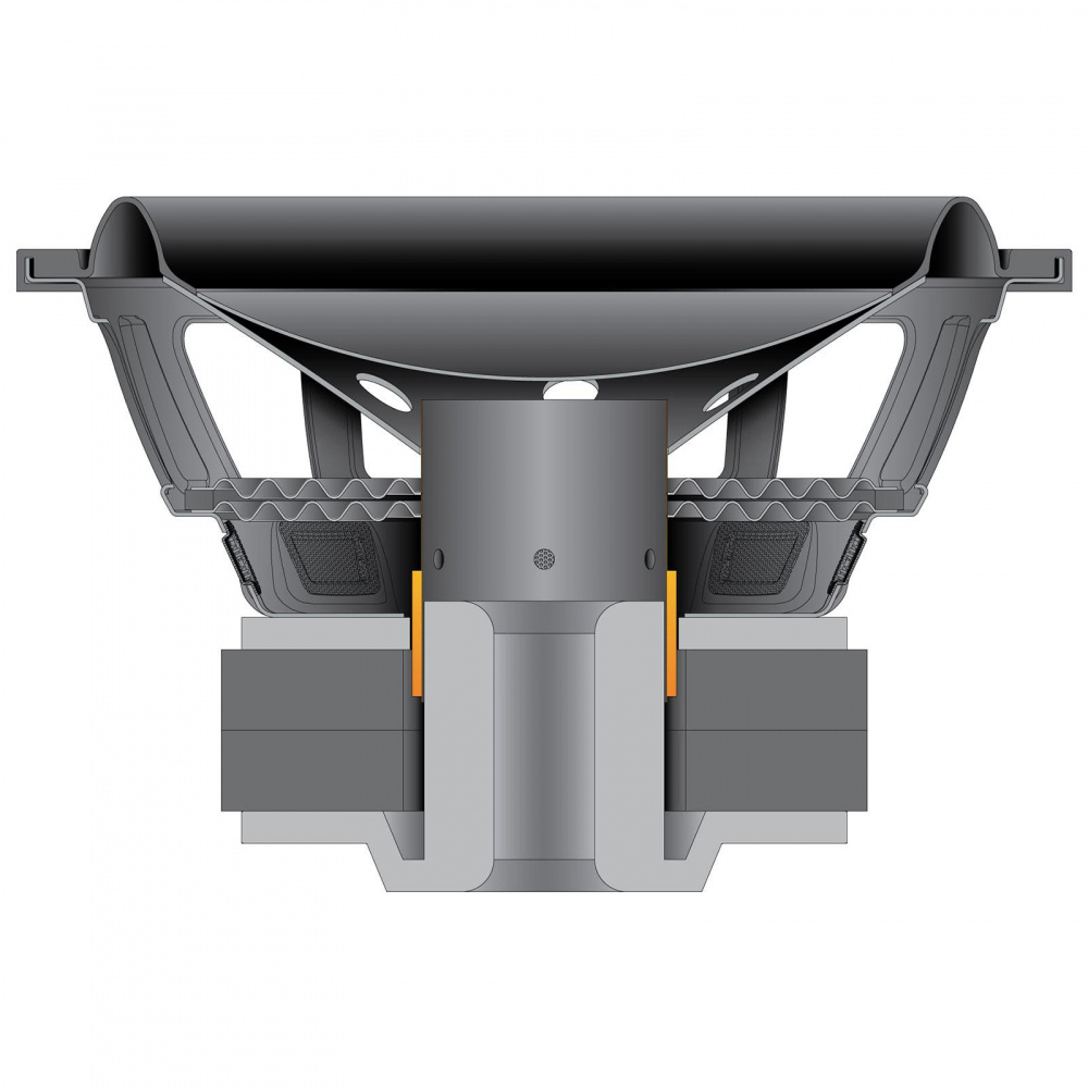 En 10 tums baselement med kraftig kon och robust ram.