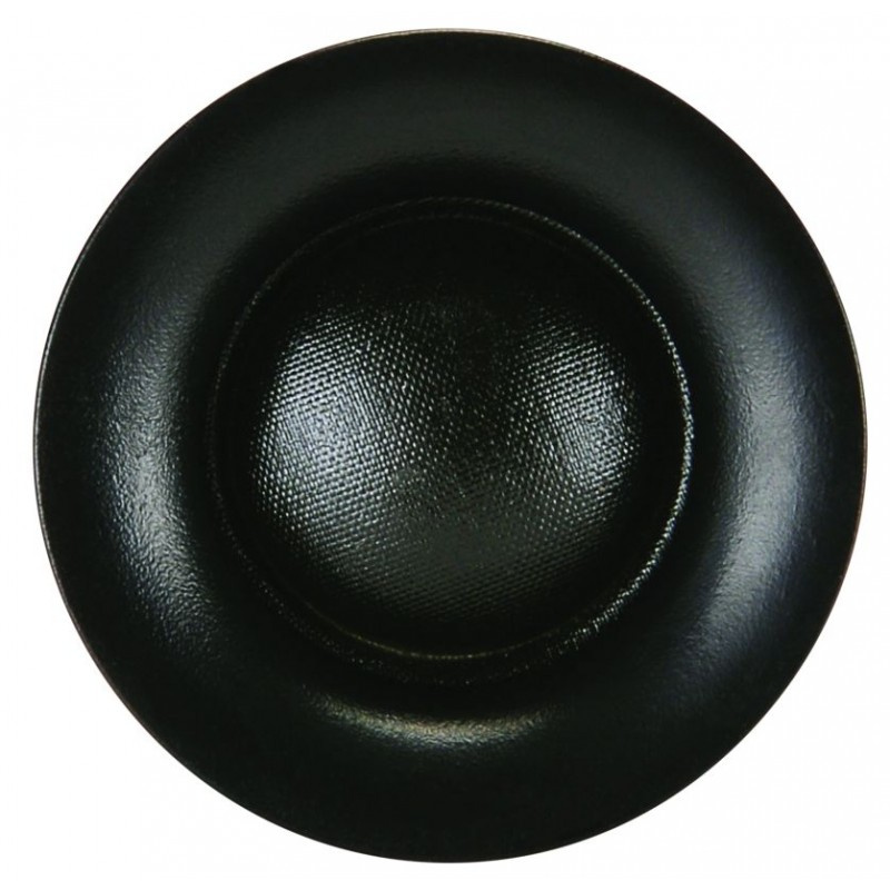 Diskant med rund form och svart yta. Designad för ljudåtergivning.