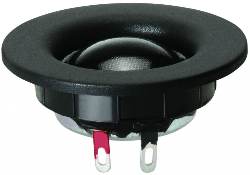 En liten högtalare med rund form och svart kant.