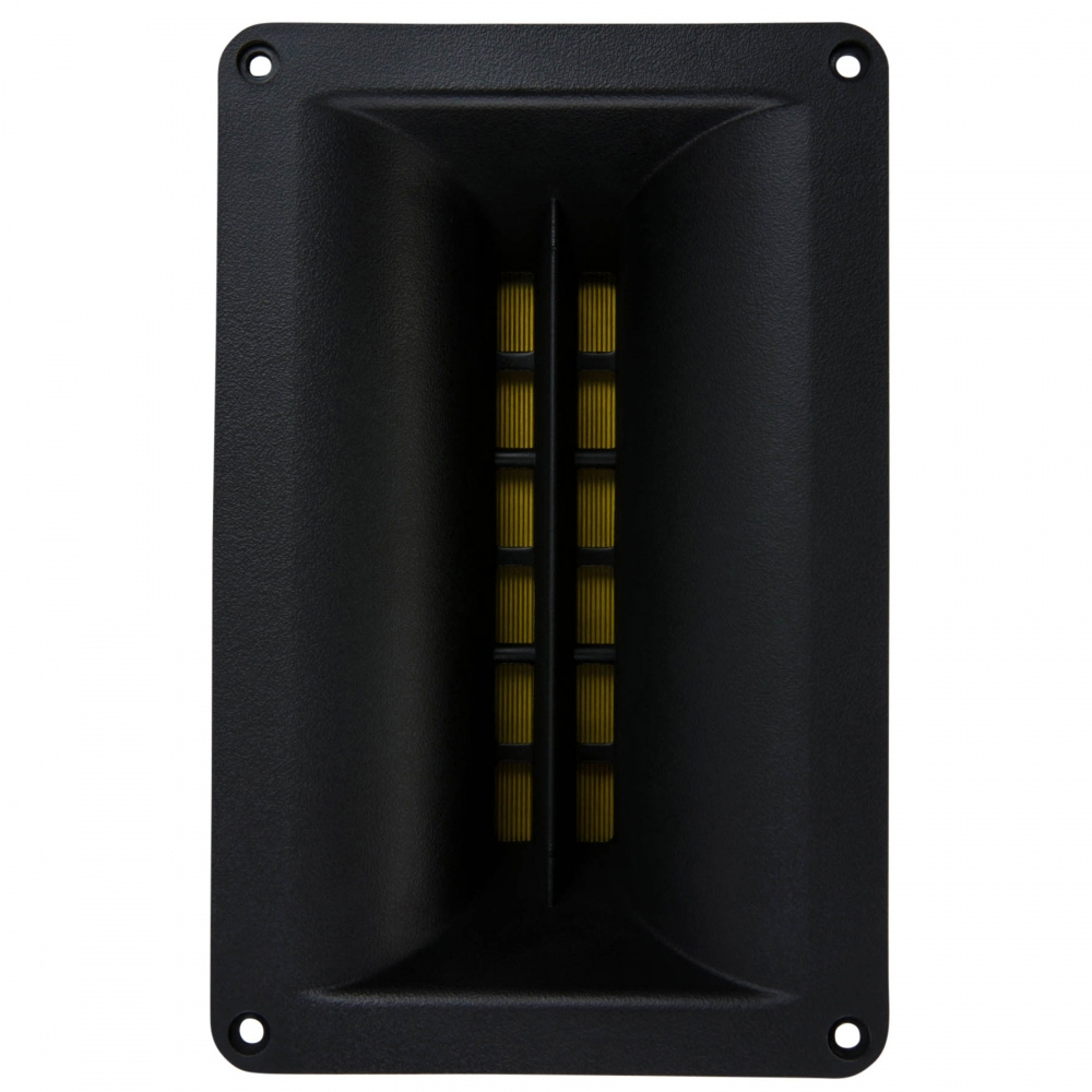 En svart diskant med en rektangulär form och flera membran.