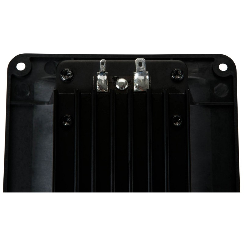 Högtalardiskant med fastsättningspunkter och kylflänsar.