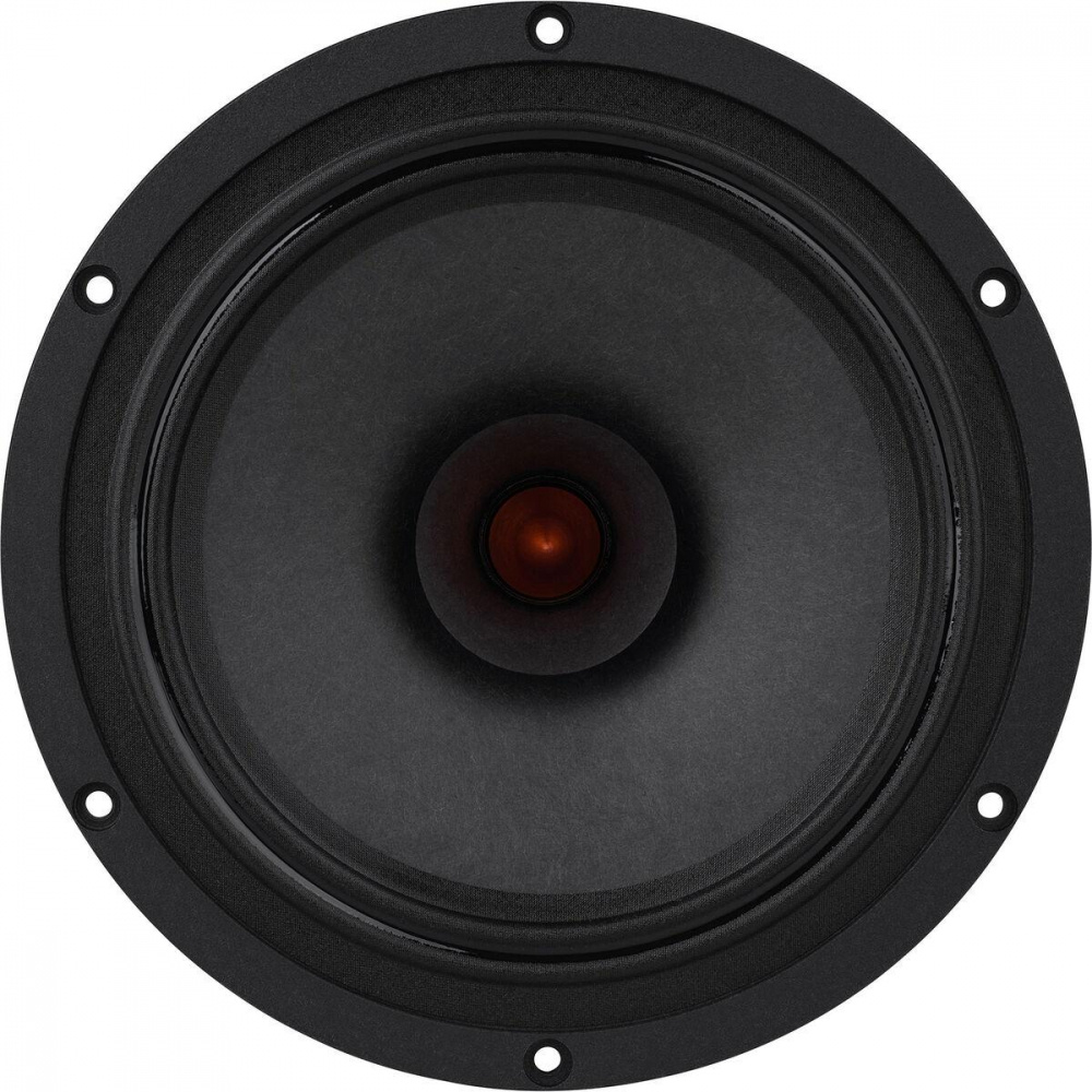 Högtalare med svart kon och en centralt placerad diskant.