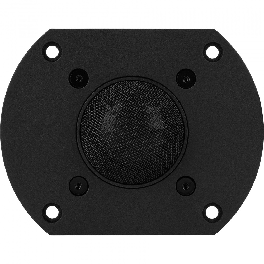 Svart frontplatta med diskant och nätgaller, avsedd för Dayton Audio RS-diskanter.