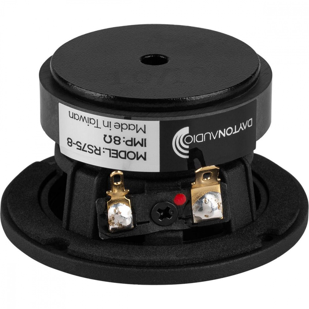 En rund högtalare med anslutningar, avsedd för ljudåtergivning.