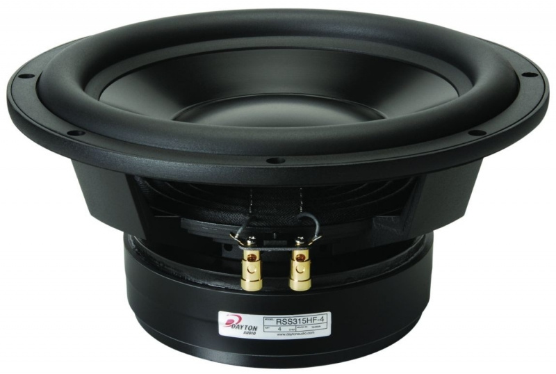 En subwoofer med stor kon och rund ram för ljudåtergivning.