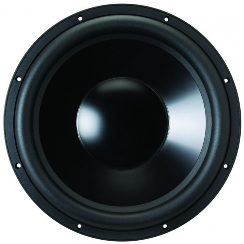 Högtalare med stor 15-tums kon, svart finish.