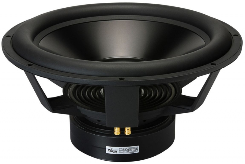 Högtalare med stor kon och robust ram, designad för ljudåtergivning.