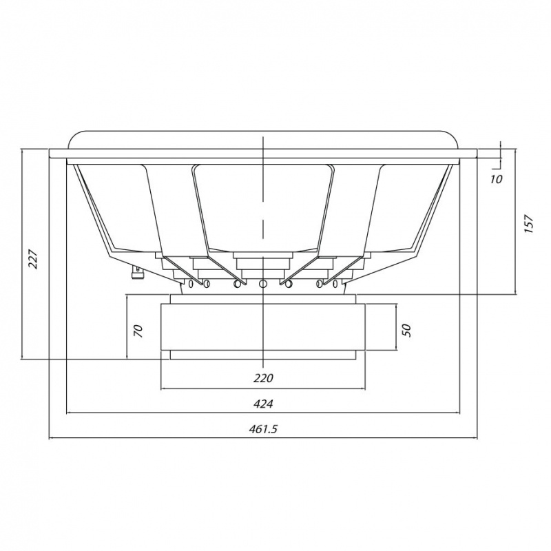 Skiss av Dayton Audio RSS460HO-4 högtalare med mått.