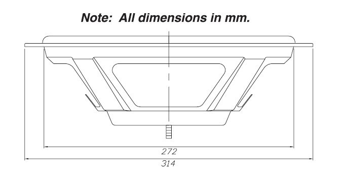Produktens tekniska ritning med mått i mm.