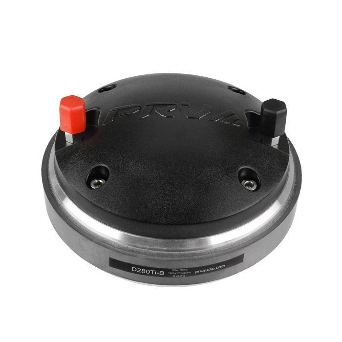 En rund disk med två anslutningar, svart och silverfärgad, PRV Audio-drivrutin.