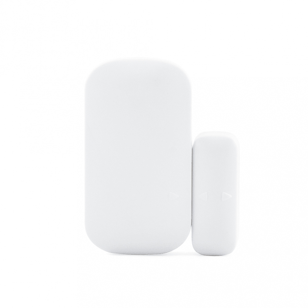 Två vita magnetkontakter med olika storlekar. En större och en mindre.