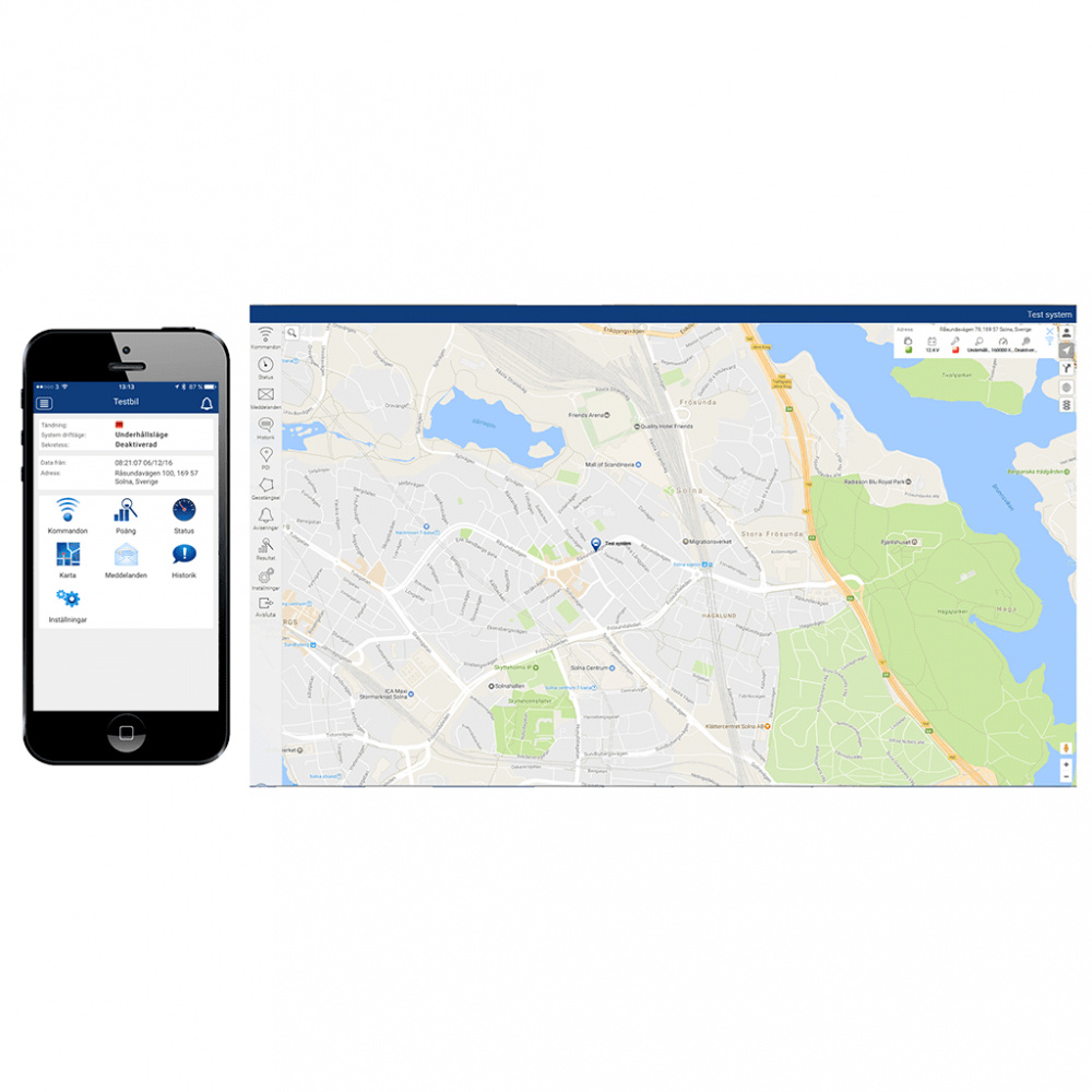 En mobiltelefon visar en karta med GPS-data.