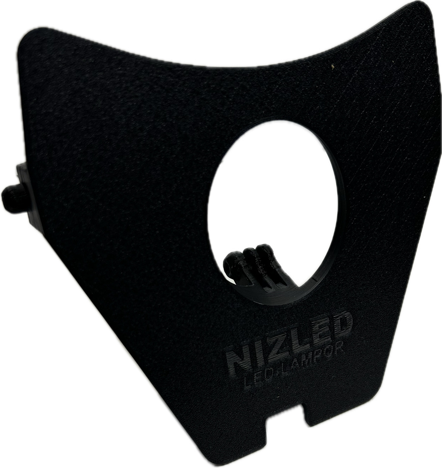 Svart lampfäste för Nizled 1xE30F/E40F, 3D-printat med ett hål för lampan.