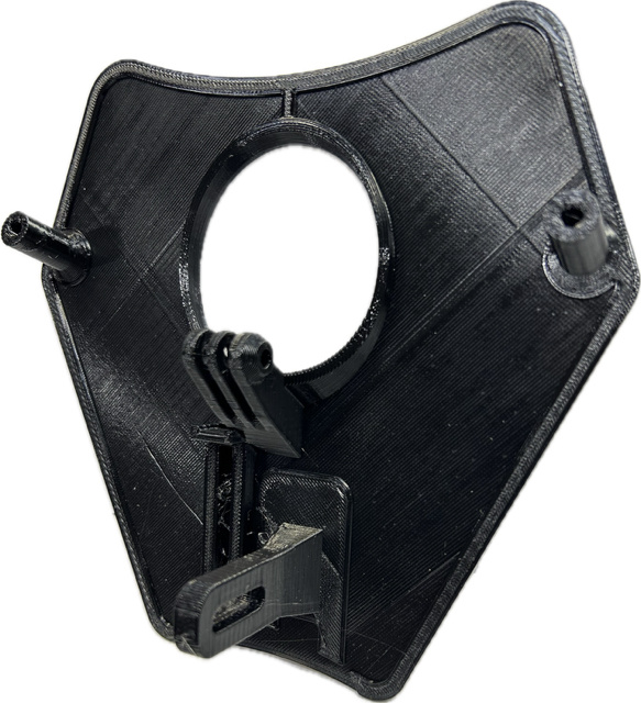 3D-printad lamphållare i svart plast för KTM-modeller.