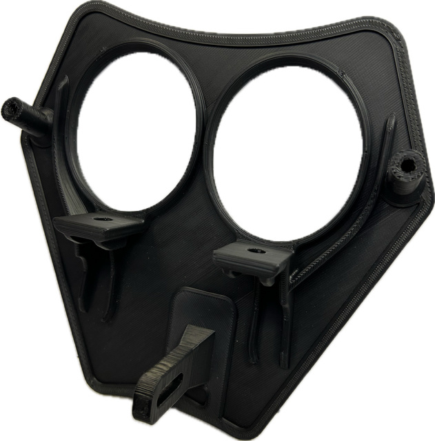 3D-printat lampfäste för KTM, designat för 2xR40DRL eller E40D.