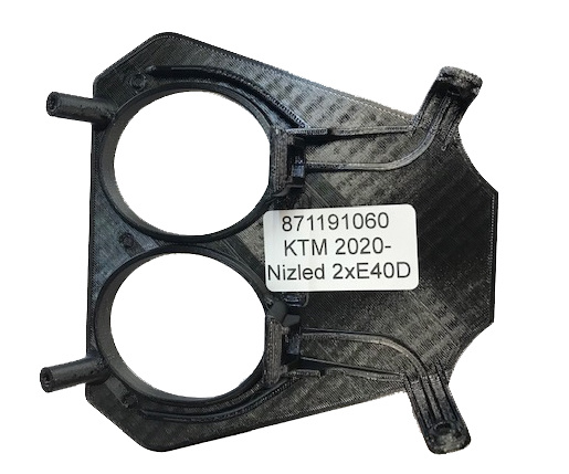 Lampfäste i 3D-print för KTM 2020-2023 med plats för två lampor.