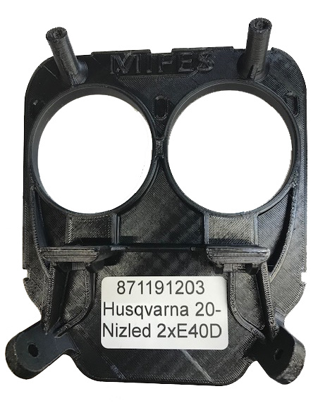 3D-printad lamphållare för Husqvarna 2020-2023, passar Nizled 2xR40DRL eller E40D.