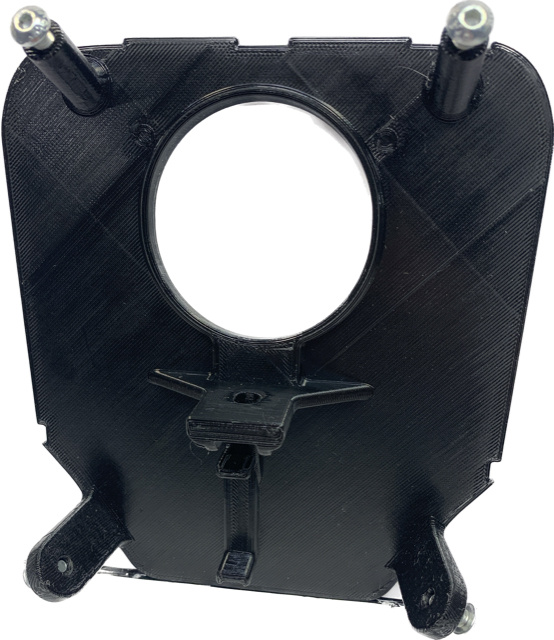 En svart 3D-printad lamphållare för Husqvarna.