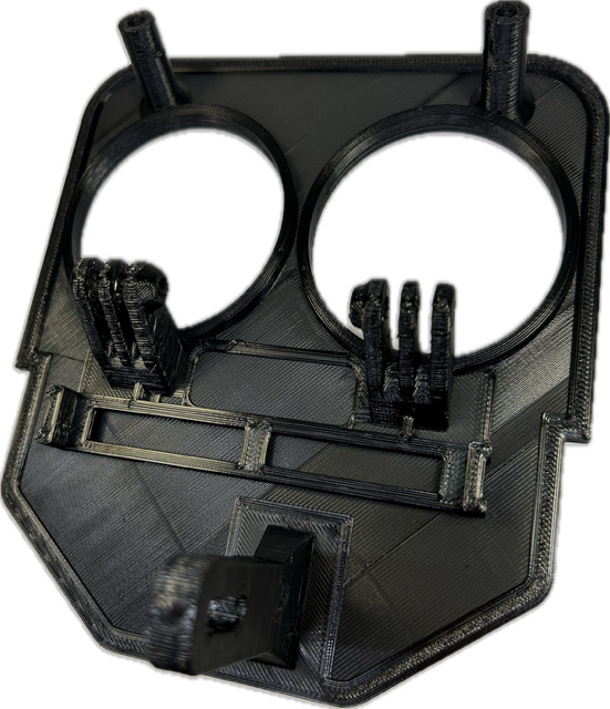 3D-printad lamphållare i svart plast för Husqvarna E30F/E40F.